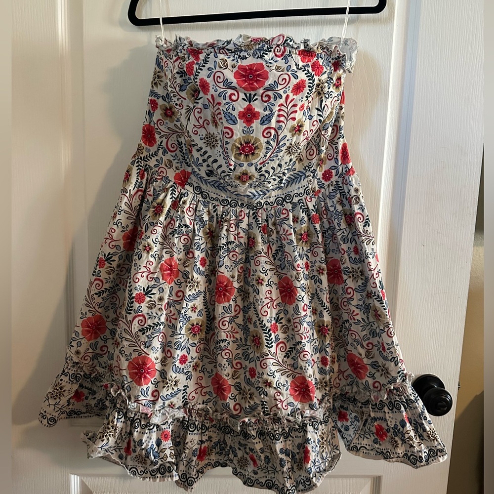 Anthropologie Forever That Girl Vibrant Floral Strapless Dress